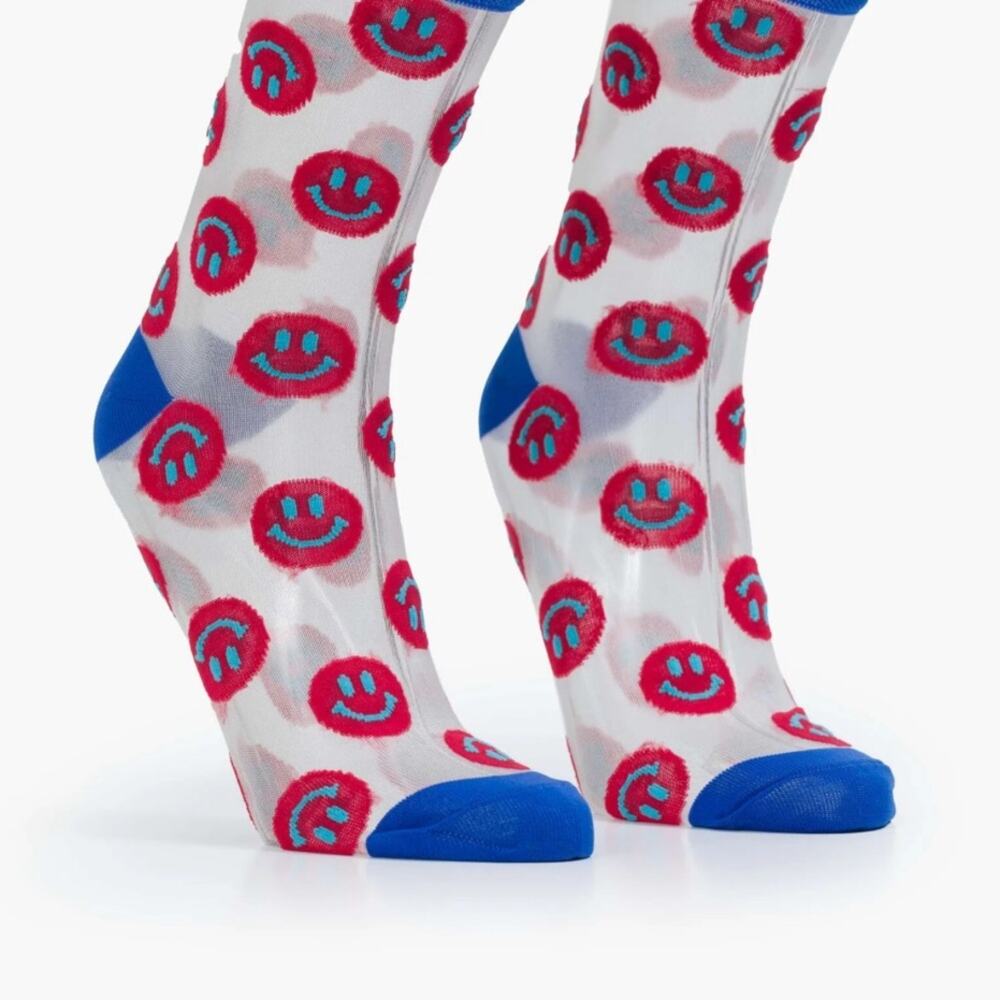 MOTHER The Step Up Happy Sad MF Sheer Socks OS